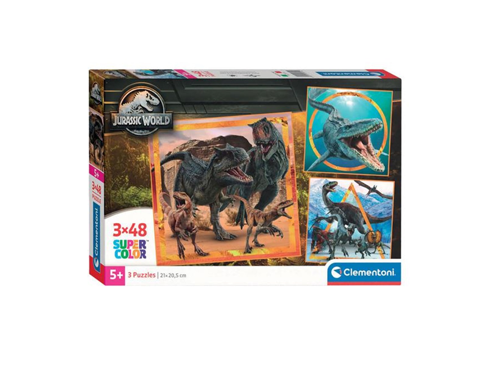Clementoni Jigsaw Puzzle Super Color Square Jurassic World 3x48pcs. Lattia
