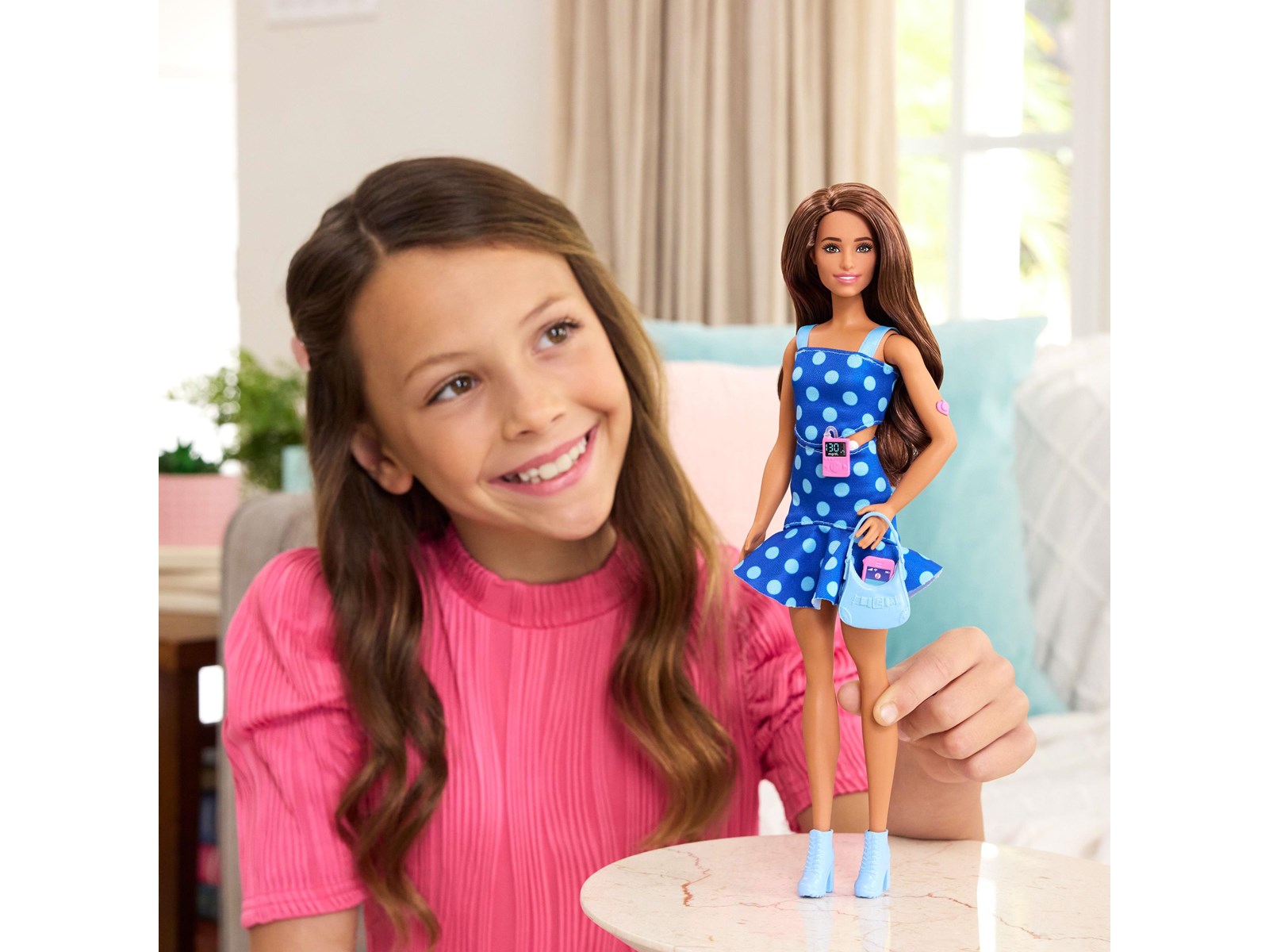 Barbie Fashionistas Doll #242 With Type 1 Diabetes (2025) - Polka Dot Outfit, Inclusive Mattel Doll
