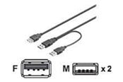 USB kaapelit - Deltaco USB 2.0 Y Cable 2xM -> 1xF -30cm - USB2-16