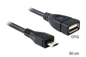 USB kaapelit - DeLOCK USB-Kabel Delock USB A -> micro B Bu/St 0.50m OTG - 83183