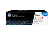 Mustepatruunat, värikasetit ja lisävarusteet - HP 304A / CF372AM 3-Pack Keltainen Cyan Magenta Toner - Laser värikasetti Syaani - CF372AM