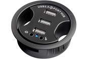 USB hub - Pro 3-porttinen USB 2.0 Hi Speed In-Desk HUB + ääni USB hub - 3 porttia - Musta - 4040849938948