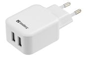 Puhelin - Adapterit & Laturit - Sandberg AC-laturi kahdella USB-portilla 2A - 440-57