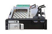 Kovalevyt - lisätarvikkeet - DeLOCK 5,25 tuuman mobiiliräkki 1 x 2,5 + 1 x 3,5 SATA HDD:lle + 2 x USB 3.0 -porttia - 47209