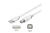 USB kaapelit - Pro USB-A <-> USB-B 2.0 - 1m - Valkoinen - 4040849961861