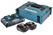 Akut ja laturit - Makita 18v battery pack li-ion 2x5.0ah quick charger and A makpac s - 197629-2