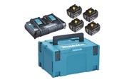 Akut ja laturit - Makita 18v battery pack li-ion 4x5.0ah quick charger and A makpac s - 197626-8