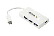USB hub - StarTech.com USB-C Hub 4-portti USB hub - 4 porttia - USB 3.0 - Valkoinen - HB30C3A1CFBW