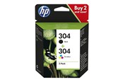Mustepatruunat, värikasetit ja lisävarusteet - HP 304 / 3JB05AE 2-Pack Musta and Väri Ink - 3JB05AE