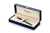 Kirjoitus- ja piirustustarvikkeet - Waterman Hémisphère Ballpoint Pen | Gloss Black with 23k Gold Trim | Medium Point | Blue Ink | Gift Box - S0920670
