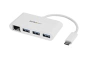USB hub - StarTech.com USB-C Hub 3-Port with Gigabit Ethernet USB hub - 3 porttia - Valkoinen - HB30C3A1GEA