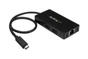 USB hub - StarTech.com USB 3.0 -keskusyksikkö, jossa on 3 porttia USB-C:llä ja GbE:llä USB hub - 3 porttia - Musta - HB30C3A1GE