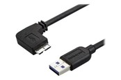 USB kaapelit - StarTech.com Ohut vasenkulmainen Micro USB 3.0 -kaapeli - M/M - USB 3.1 Gen 1 - USB-kaapeli - 50 cm - USB3AU50CMLS