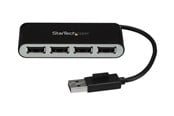 USB hub - StarTech.com 4-porttinen kannettava USB 2.0 -keskusyksikkö sisäänrakennetulla kaapelilla - keskusyksikkö - 4 porttia USB hub - 4 porttia - hopea - ST4200MINI2