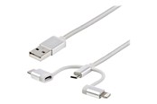 USB kaapelit - StarTech.com USB Multi Charging Cable - Lightning USB-C Micro-USB - USB cable - 1 m - LTCUB1MGR