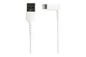 Näyttökaapeli - StarTech.com 2m/6.6ft Angled Lightning to USB-kaapeli - MFI Certified - Valkoinen - Lightning cable - Lightning / USB - 2 m - RUSBLTMM2MWR