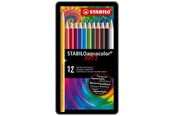 Harrastustarvikkeet - STABILO aquacolor® Vesiväritettävä värikynäsarja, 12 kynää metallirasiassa. - 4006381146487
