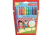 Kirjoitus- ja piirustustarvikkeet - STABILO Teho fibre tip pen cardboard wallet of 12 pens washable ink cap off time 8 weeks - 280/12-01