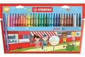Harrastustarvikkeet - STABILO Teho fibre tip pen cardboard wallet of 30 pens washable ink cap off time 8 weeks - 280/30-01
