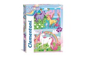 Palapelit - Clementoni 2x20 pcs. Puzzles Kids SuperColors Unicorn Lattia - 24754