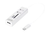 USB hub - DIGITUS DA-70243 - keskus - 3 porttia USB hub - 3 porttia - Valkoinen - DA-70243