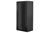 Räkit - Rack - Lanberg WF01-6427-10B Rack Cabinet 19" Wall Mount 27U 600x450mm (Flat Pack) Glass Door Black RAL9004 - WF01-6427-10B