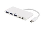 USB hub - Deltaco USB 3.1 Gen 1 -keskusyksikkö USB-C:llä, jossa on 3 USB A -porttia ja SD/micro. USB hub - 3 porttia - Valkoinen - USBC-HUB