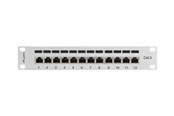 Lisätarvikkeet - Lanberg PPF6-9012-S Patch Panel 12-Port 1U 10" Cat6 FTP Shielded Grey - PPF6-9012-S