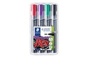 Kirjoitus- ja piirustustarvikkeet - Staedtler Merkitsemiskynä Lumocolor permanentti 4 kpl laatikko - 352 WP4