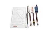 Kirjoitus- ja piirustustarvikkeet - Rotring Isograph Fineliner Pen & Pencil College Set | 3 Technical Pens (0.25mm 0.35mm 0.50mm) and Mechanical Pencil (0.5mm) + Accessories - S0699380