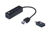 USB hub - HUBBIN HÄNTÄ USB hub - 4 porttia - USB 3.2 - Musta - HUBBIES04B