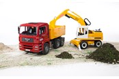Leluautot - Bruder MAN TGA -rakennuskuorma-auto ja Liebherr-kaivinkone - 02751