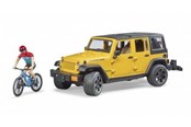 Leluautot - Bruder Jeep Wrangler Rubicon Unlimited with 1 mountain Pyörä and cyclist - 02543