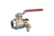 Liitostarvikkeet putkille - Pettinaroli F x f fullway ball valve with drain-off and red steel lever - 51CS-008