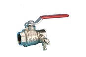 Liitostarvikkeet putkille - Pettinaroli F x f fullway ball valve with drain-off and Punainen steel lever - 51CS-004