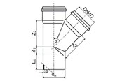 Viemäröinti - ALIAXIS 110x110mm x 67.5° branch ht-pp - TRW-110-110-067-GD