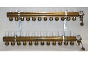 Lattialämmitys - Pettinaroli Manifold system in- and outlet 1x3/4 incl brackets 20 mm fittings and end pieces 12 outlets - 7035SYS20-12