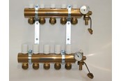 Lattialämmitys - Pettinaroli Manifold system 1x3/4 in- and outlet incl brackets 20 mm fittings and end pieces 5 outlets - 7035SYS20-05