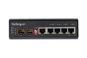 Kytkimet - StarTech.com Industrial 5 Port Gigabit Ethernet Switch - 4 PoE RJ45 +2 SFP Slots 30W PoE+ 12-48VDC 10/100/1000 Rugged Power Over Ethernet LAN Switch -40C to 75C - DIN Mountable - switch - 6 ports - IES1G52UP12V