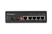 Kytkimet - StarTech.com Industrial 5 Port Gigabit Ethernet Switch - 4 PoE RJ45 +2 SFP Slots 30W PoE+ 12-48VDC 10/100/1000 Rugged Power Over Ethernet LAN Switch -40C to 75C - DIN Mountable - switch - 6 ports - IES1G52UP12V