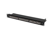 Lisätarvikkeet - Lanberg Patch Panel 24-Port 1U 19" CAT.7 FTP with Cable Organizer Shielded Black - PPS7-1024-B