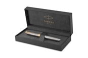 Kirjoitus- ja piirustustarvikkeet - Parker Sonnet Fountain Pen | Stainless Steel with Gold Trim | Fine Nib | Gift Box - 1931504