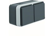 Sähkökytkimet - Berker Schuko socket outlet 2gang horizon w1 Harmaa - 47843515