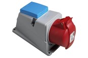 Erilaiset sähkötuotteet - ABB Surface socket-outlet with dk-outlet 3p+n+e 16a 250vac ip44 clock position of grounding contact 6 hour color code red - 2CMA105921R1000