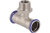 Paineputket ja liittimet - Geberit Mapress ruostumattomasta teräksestä valmistettu T-haara uroskierteellä: d=22mm r=3/4 d1=22mm - 31458