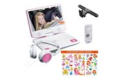 Blu-Ray & DVD-soittimet - Lenco DVP-920PK - Portable 9" DVD player with USB headphones and mounting bracket - Pink/White - DVP-920PK