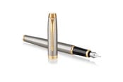 Kirjoitus- ja piirustustarvikkeet - Parker IM Fountain Pen | Brushed Metal | Fine Nib with Blue Ink Refill | Gift Box - 1931649