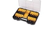 Työkalut - Dewalt 22-osainen jyrsinteräsett - 8 mm varsi - + säilytyslaatikko selkeällä kannella - DT90017-QZ