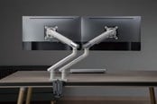 Näytön kiinnitys - Alterzone Arm Duo USB alumiininen kaksoisnäyttövarsi, 2 x USB 3.0 -porttia, Valkoinen - ALZUSBDARM17-32-W