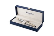 Kirjoitus- ja piirustustarvikkeet - Waterman Expert Ballpoint Pen | Stainless Steel with 23k Gold Trim | Medium Tip | Blue Ink | Gift Box - S0952000